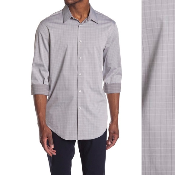 Calvin Klein Slim Fit Dress Shirt Stretch in Grey Size 16.5 (34/35) NWT - Picture 3 of 11